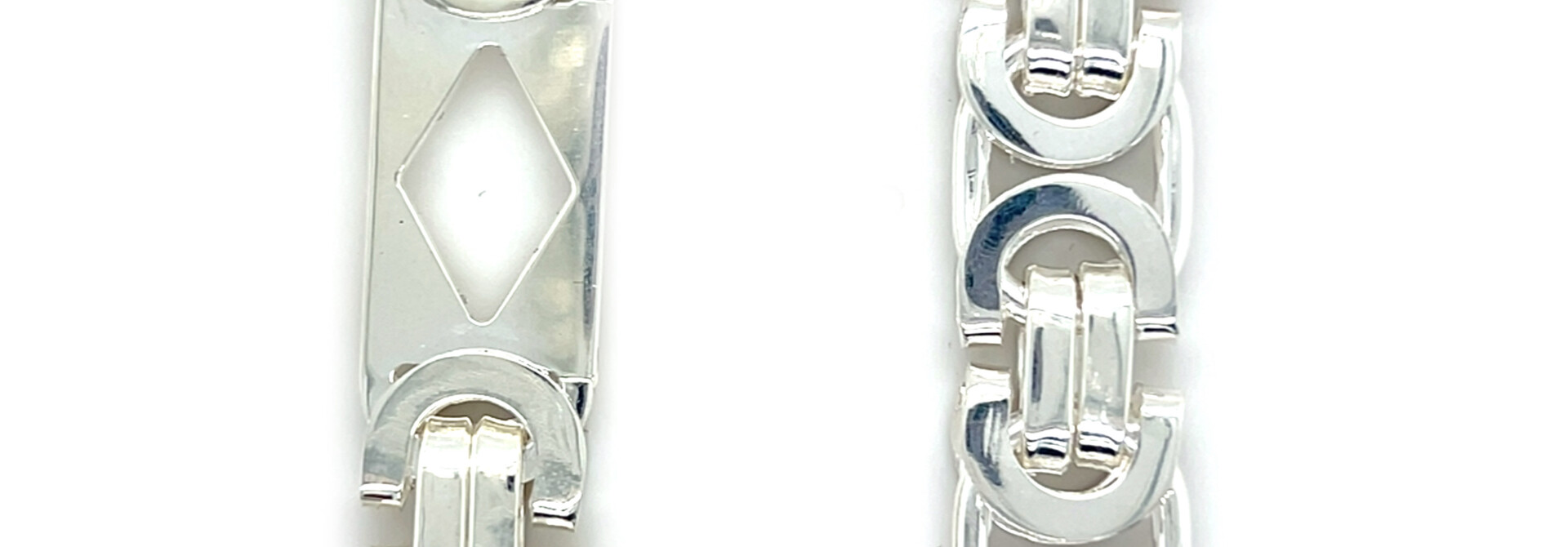 Ketting platte koning schakel met plat stuk ruitcut