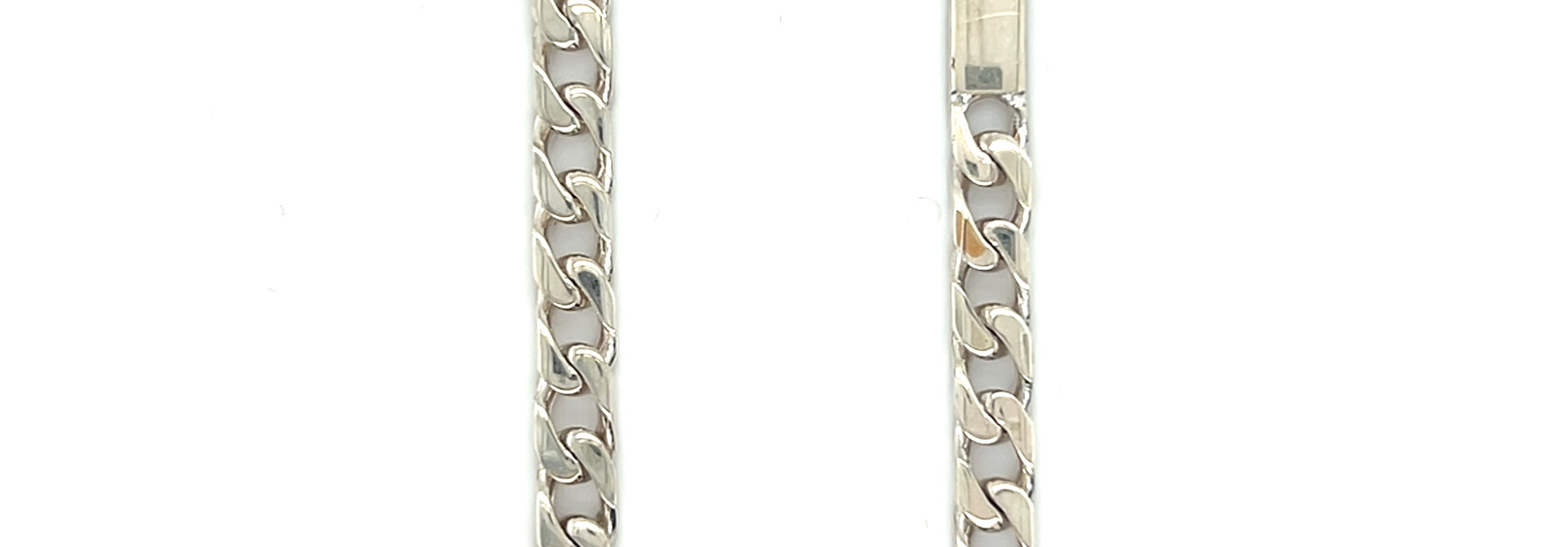 Ketting Cuban link met plaatjes zilver