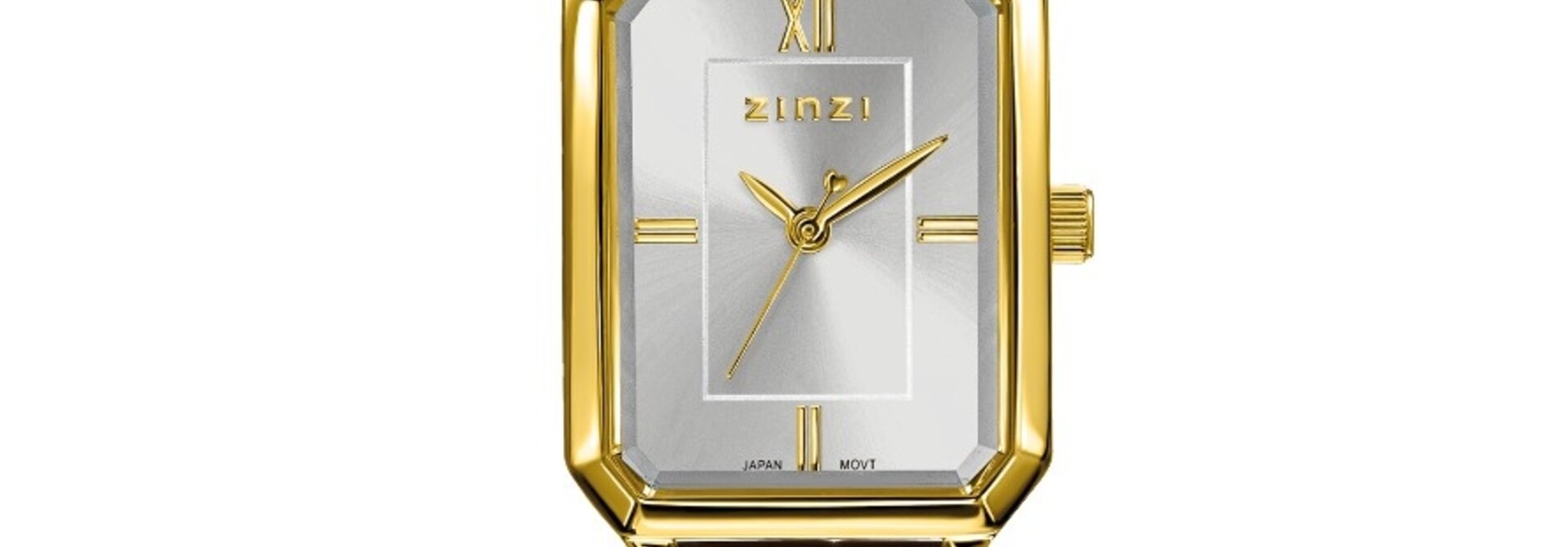 ZINZI Allure horloge 30mm goudkleurige/wijzerplaat zilver/bruine band