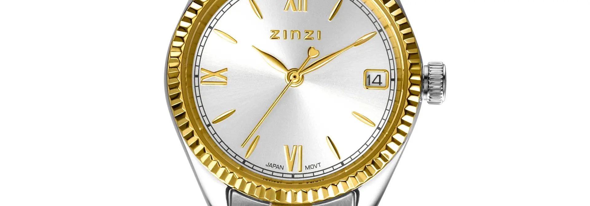 ZINZI horloge zilverkl.wijzerplaat bicolor st. band