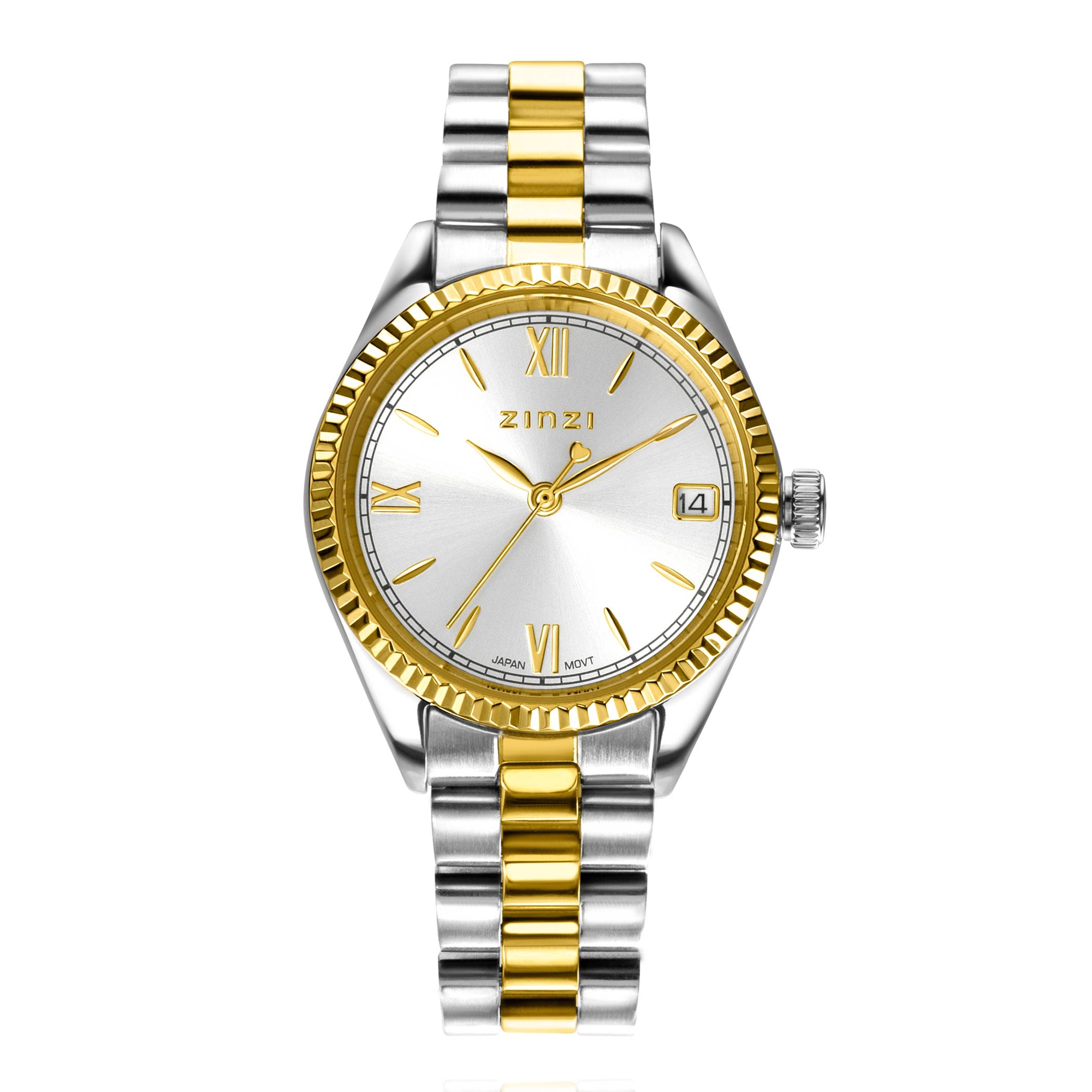 ZINZI horloge zilverkl.wijzerplaat bicolor st. band-1