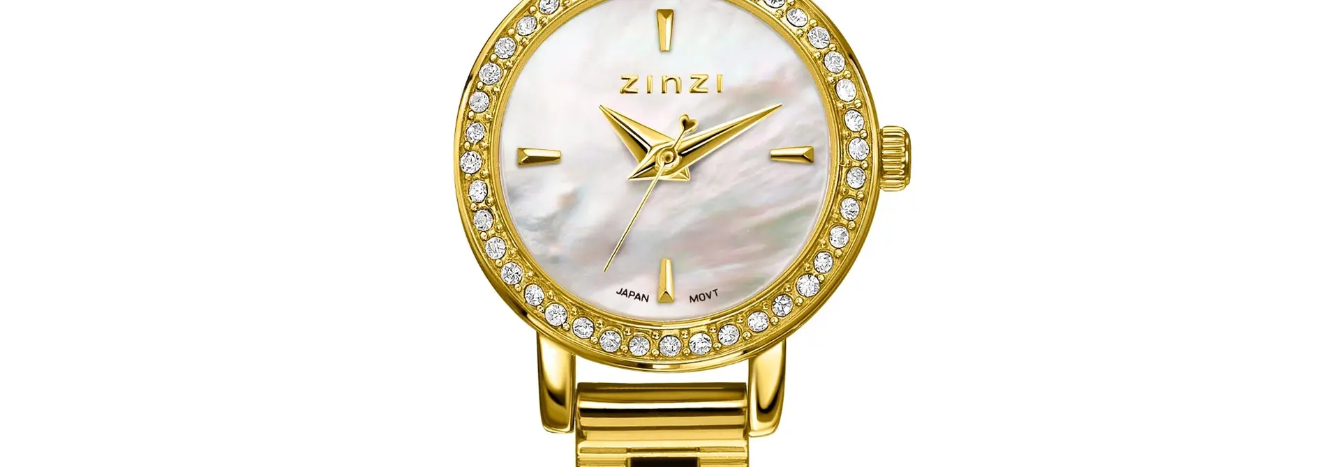ZINZI Etoile horloge 20mm parelmoerplaat zirkonia stalen band