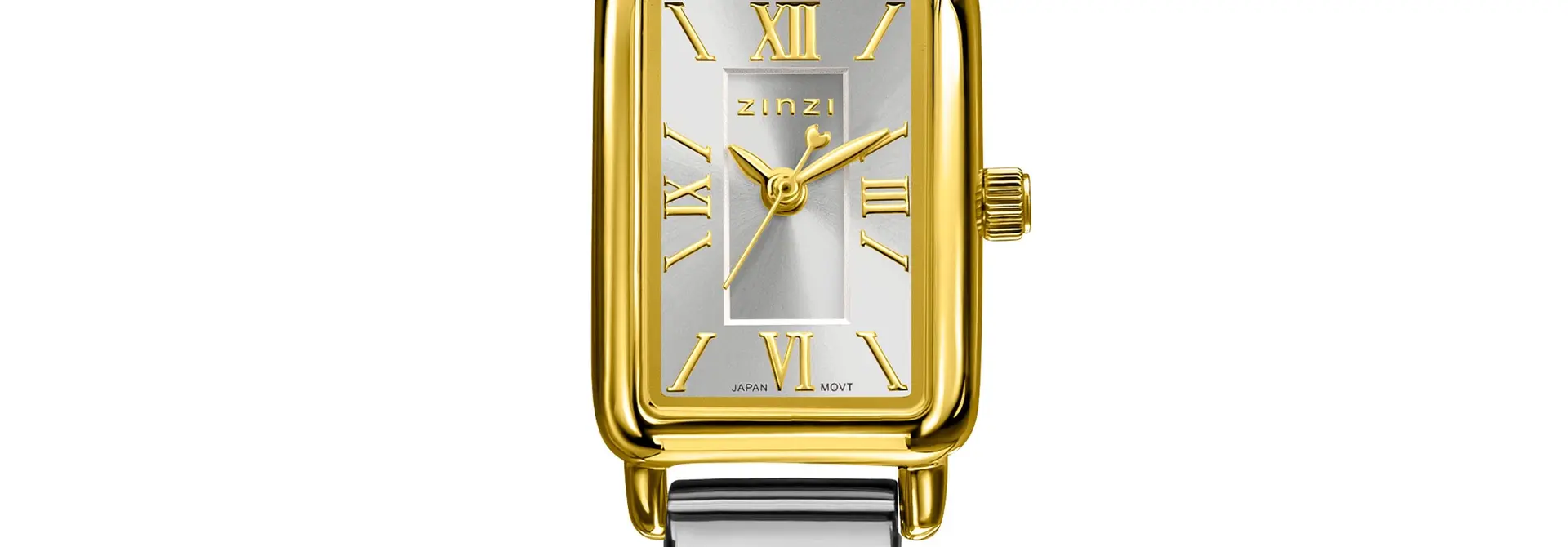 ZINZI horloge 22 mm zilverkl.wijzerplaat bicolor stln.band
