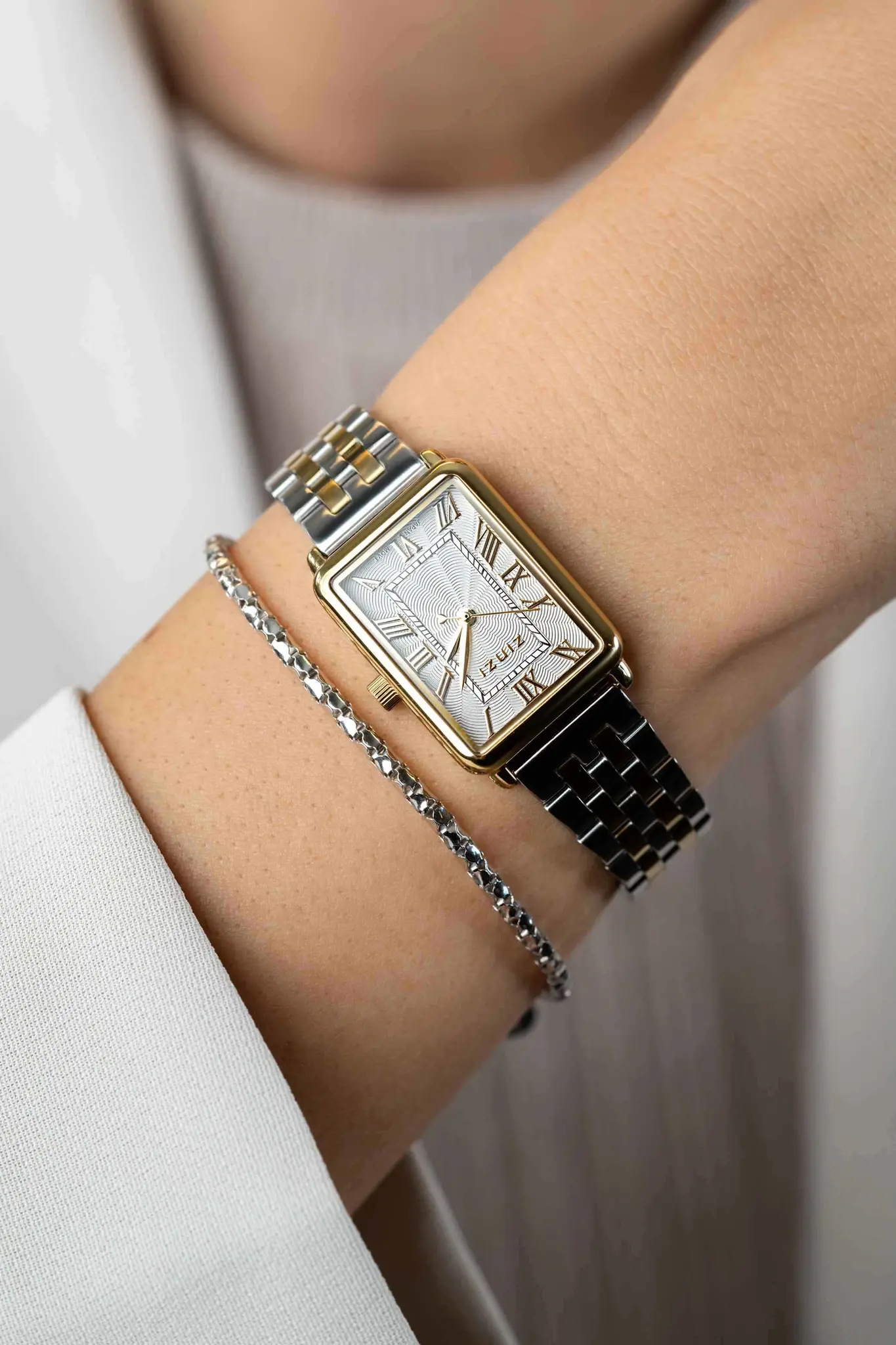 ZINZI Elegance bicolorhorloge 28mm witte wijzerplaataat stalen band-2