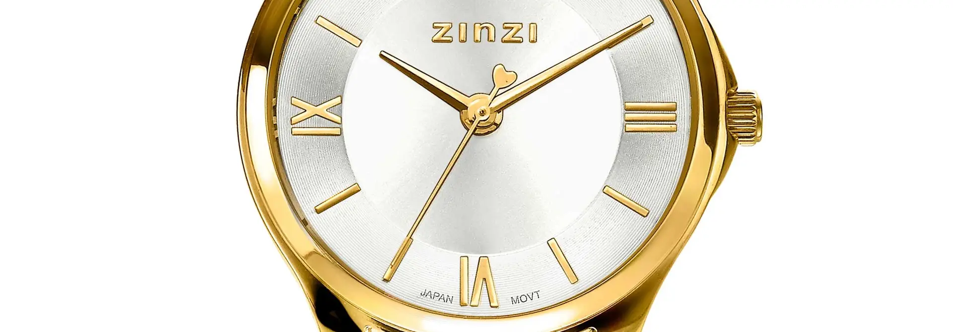 ZINZI Classy Mini 30mm zilv.wijzerplaatgg kast/bicolorband
