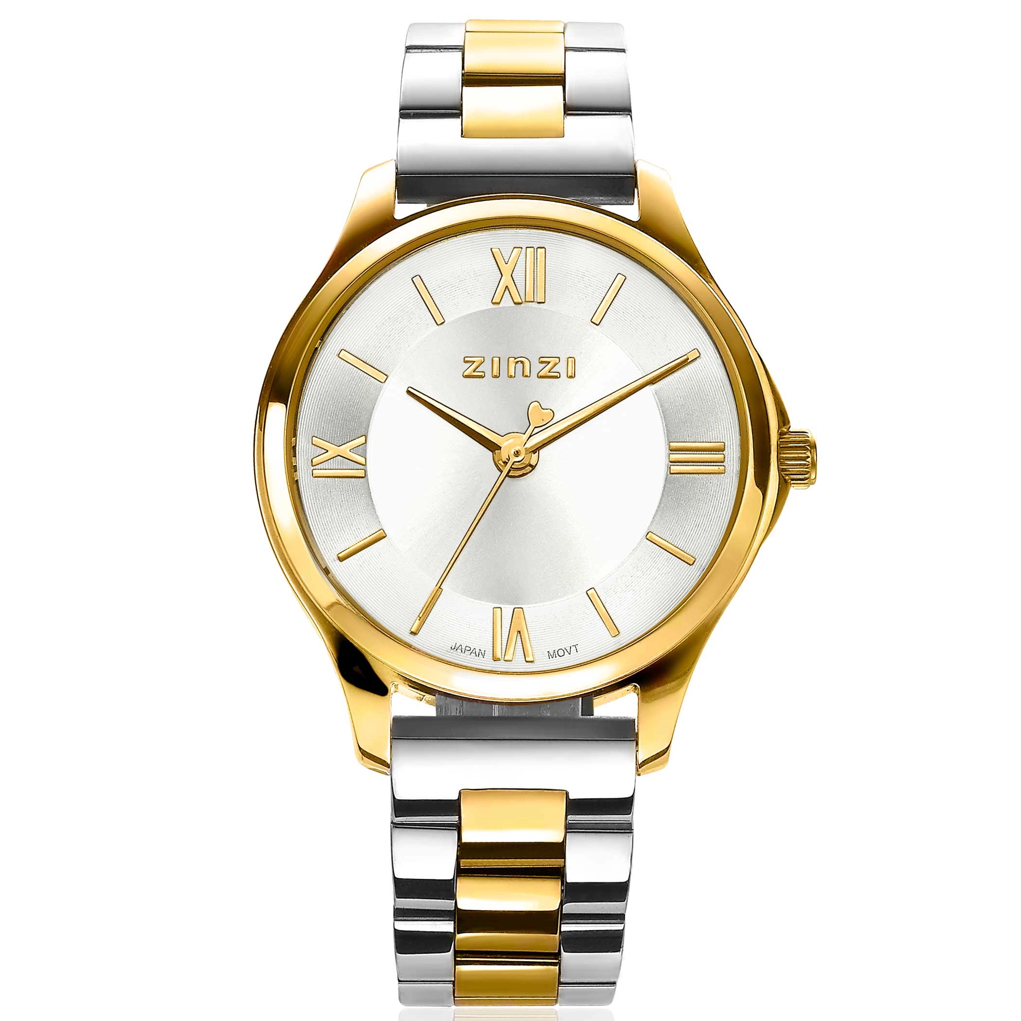 ZINZI Classy Mini 30mm zilv.wijzerplaatgg kast/bicolorband-1