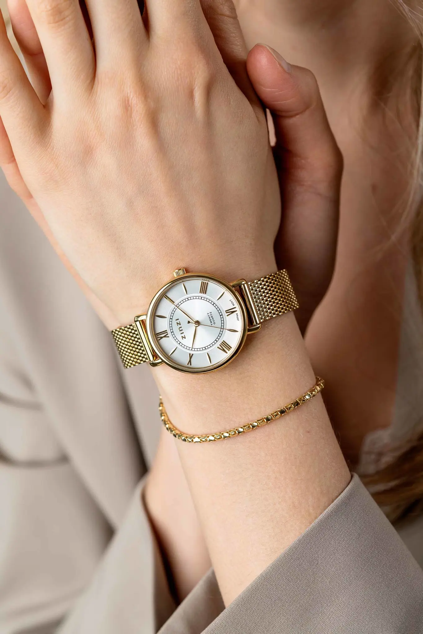 ZINZI horloge 34mm zilv.wijzerplaat gg. kast en mesh band-2