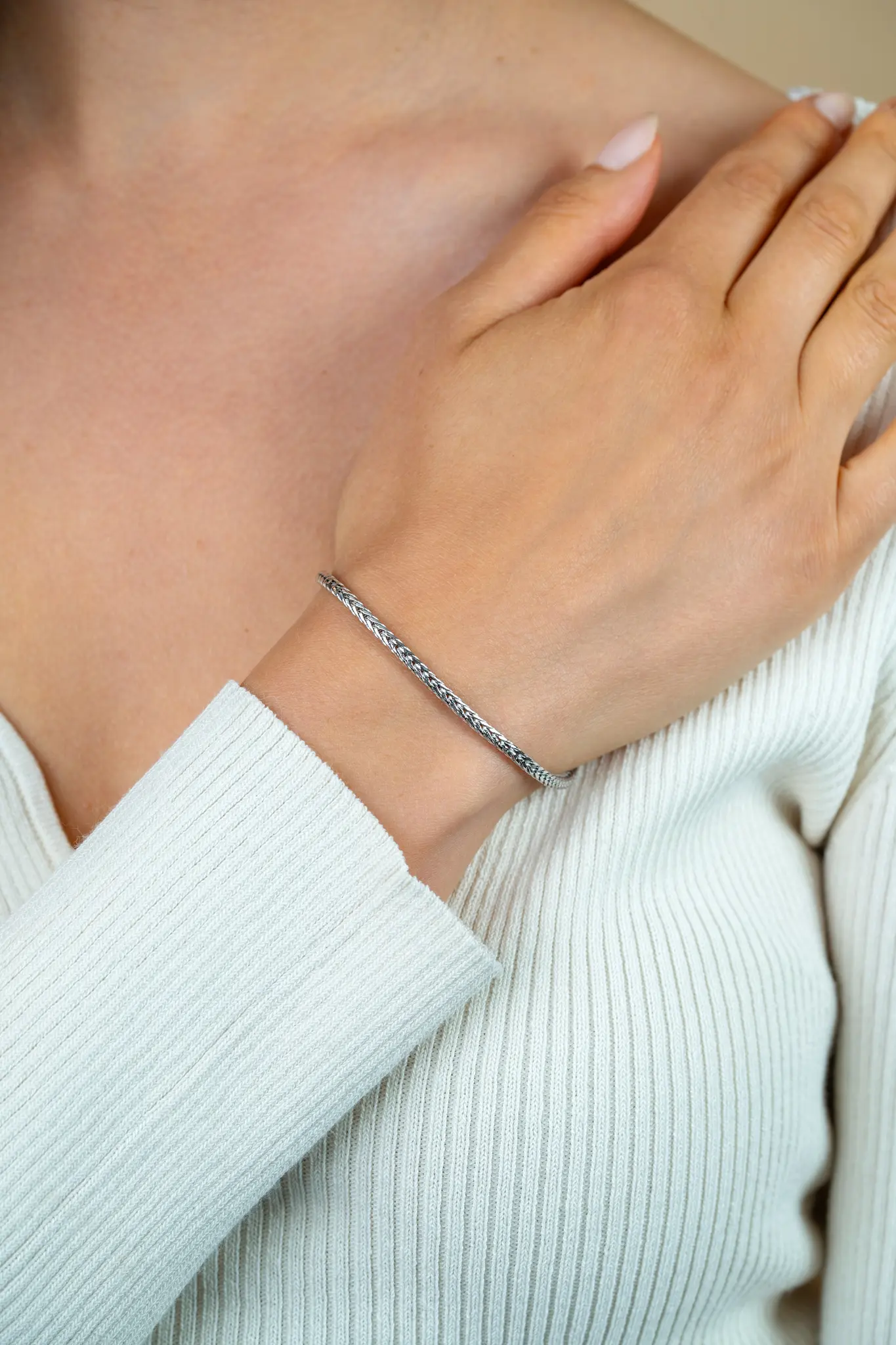 ZINZI zilveren armband vossestaart vierkant 2.5mm-2