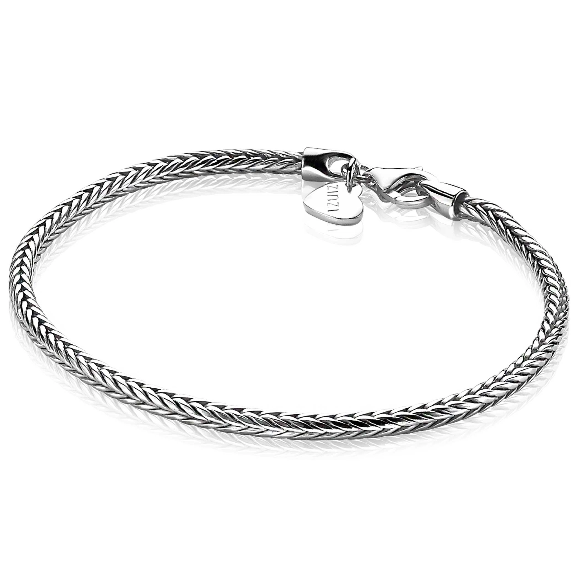 ZINZI zilveren armband vossestaart vierkant 2.5mm-1