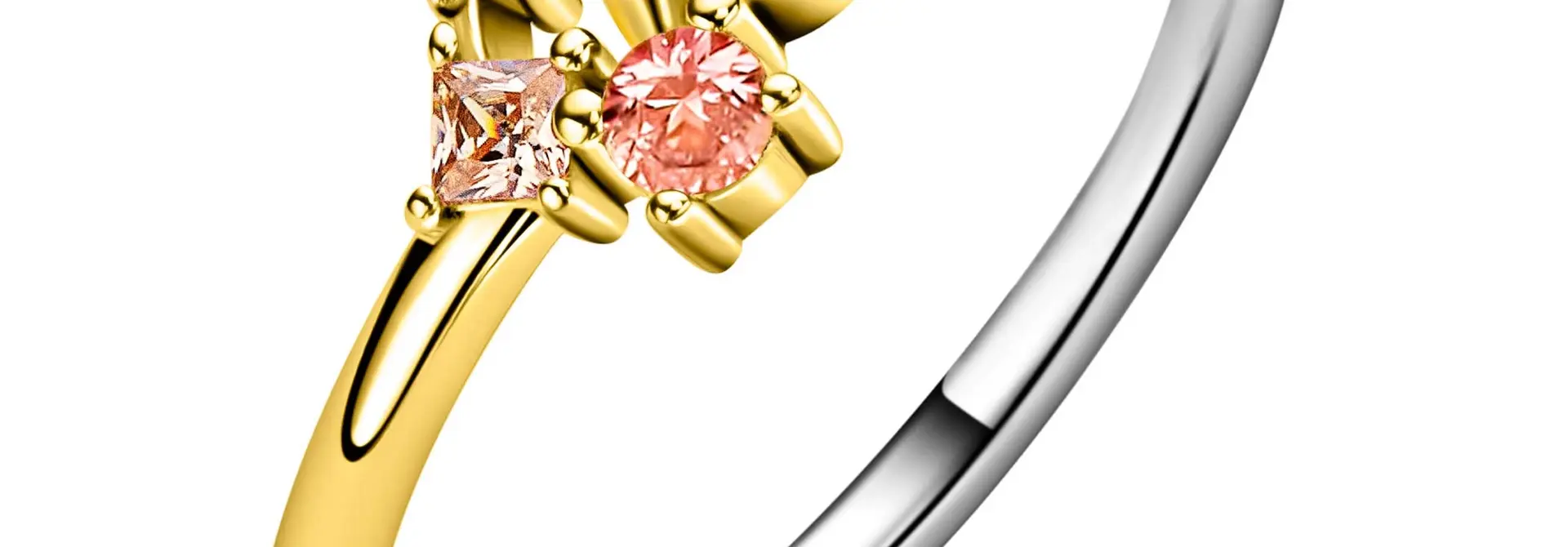 ZINZI zilveren ring geel verguldegroen/bruin/cham/zirkoniamt.54