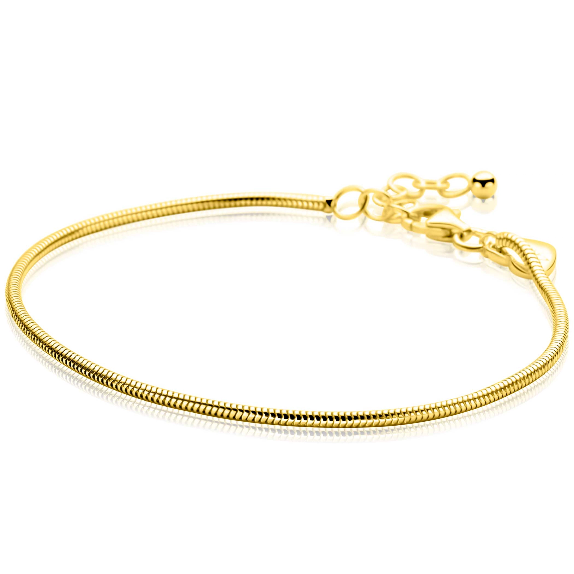 ZINZI zilveren slangen armband geel vergulderond 1.7mm-1