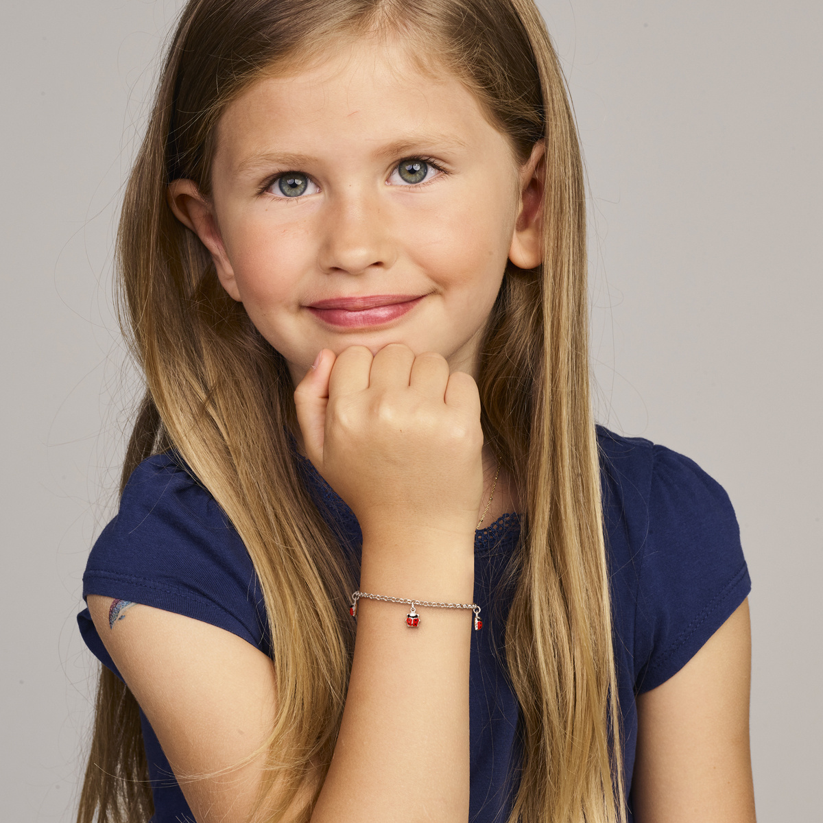 Zilveren Armband Emaille Lieveheersbeestjes 13 + 3 cm-3