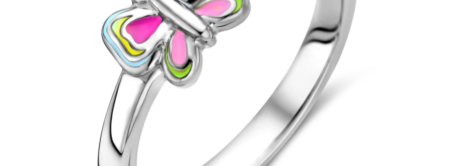 Zilveren Ring Vlinder Emaille Maat 44
