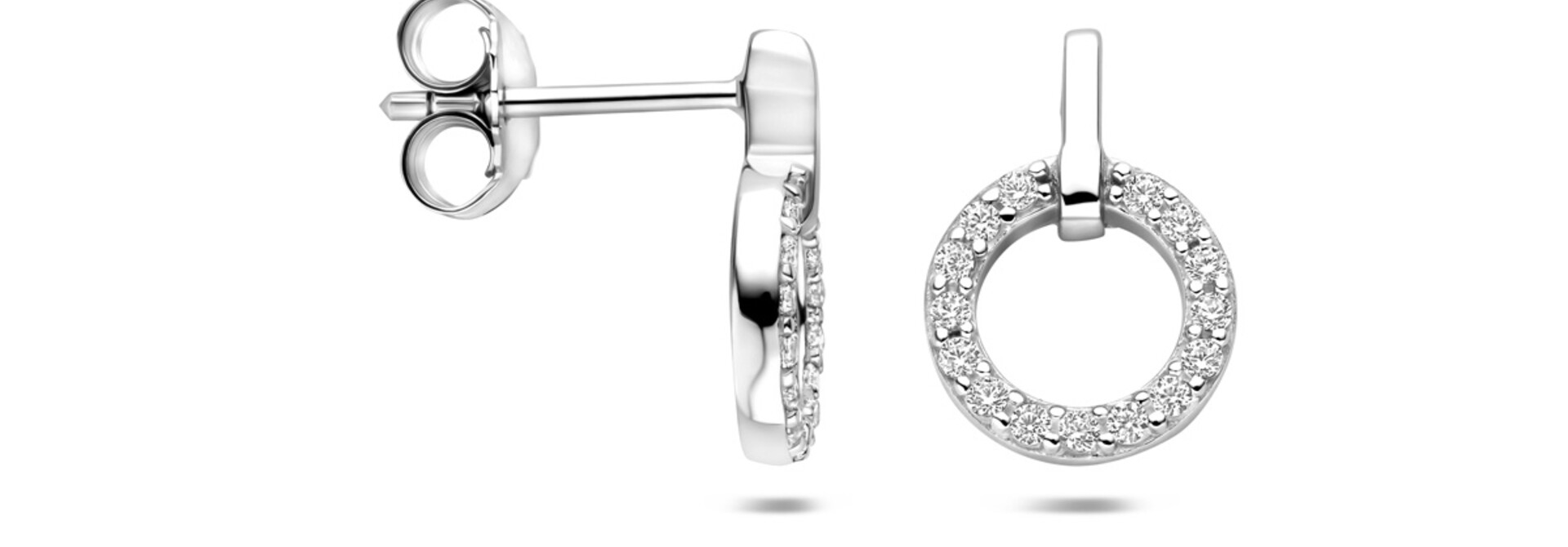 Zilveren Oorknoppen Zirkonia 13 mm