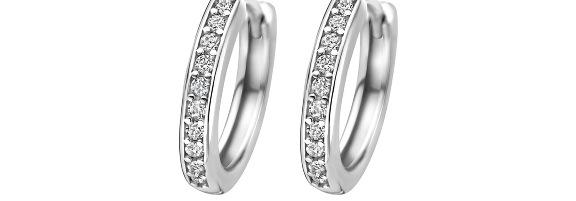 Zilveren Klapoorringen Zirkonia 16 mm