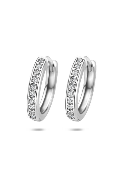 Zilveren Klapoorringen Zirkonia 16 mm