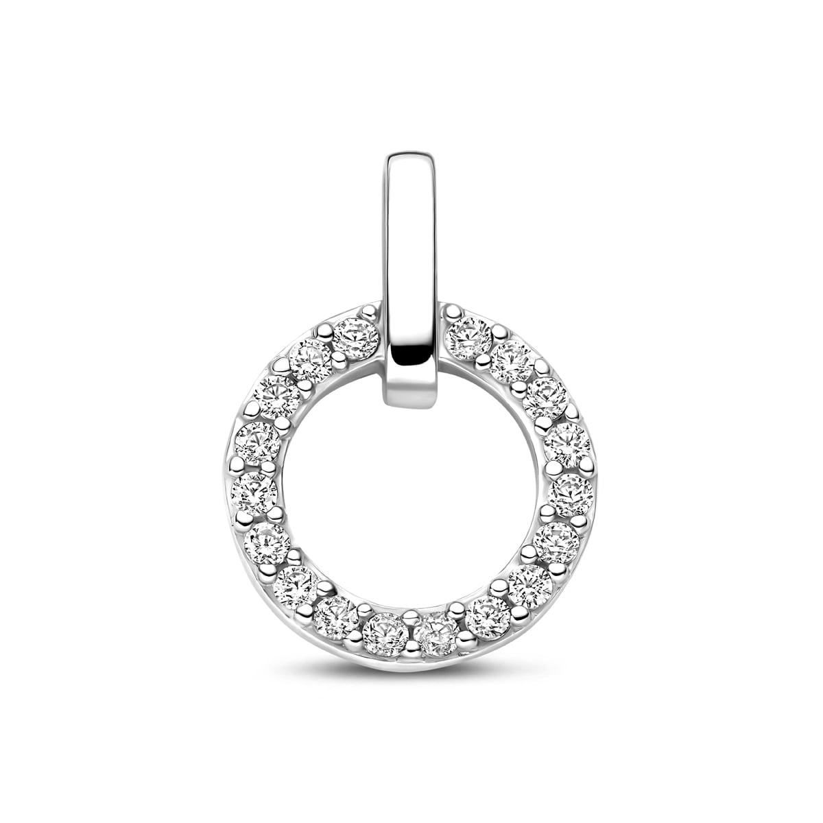 Zilveren Hanger Zirkonia Rond 17 mm-1