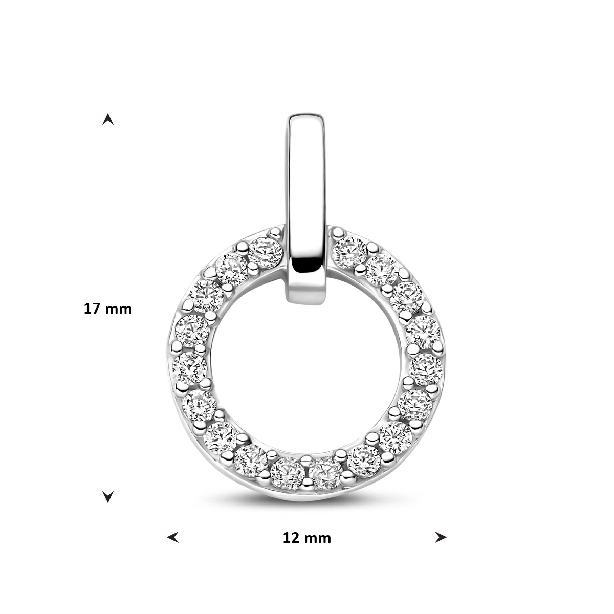 Zilveren Hanger Zirkonia Rond 17 mm-4