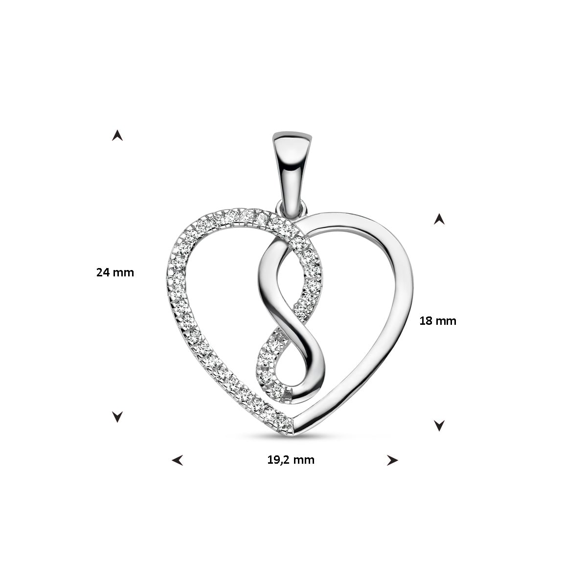 Zilveren Hart Hanger Infinity met Zirkonia-4
