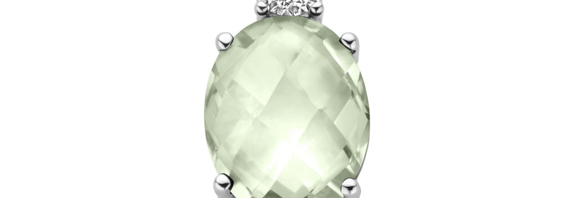 Zilveren Hanger Groene Amethist en Zirkonia 13 mm