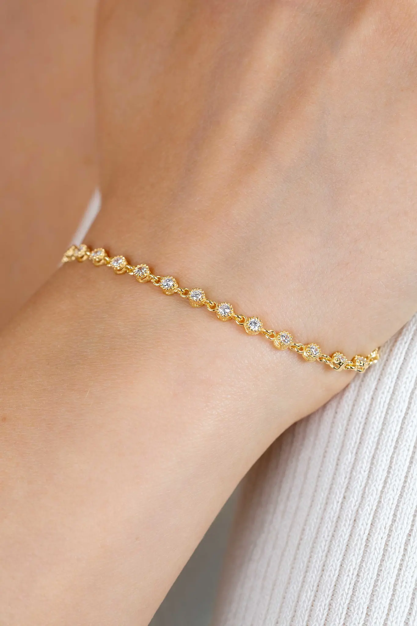 ZINZI zilveren armband geel vergulde fantasie met zirkonia's-2