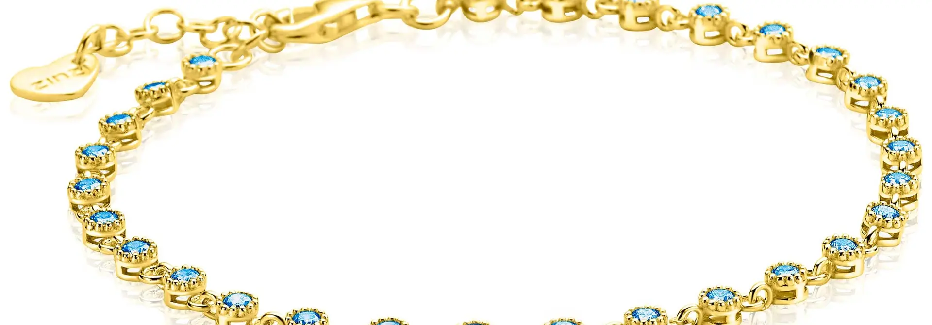 ZINZI zilveren armband geel vergulde fantasie blauwe zirkonia