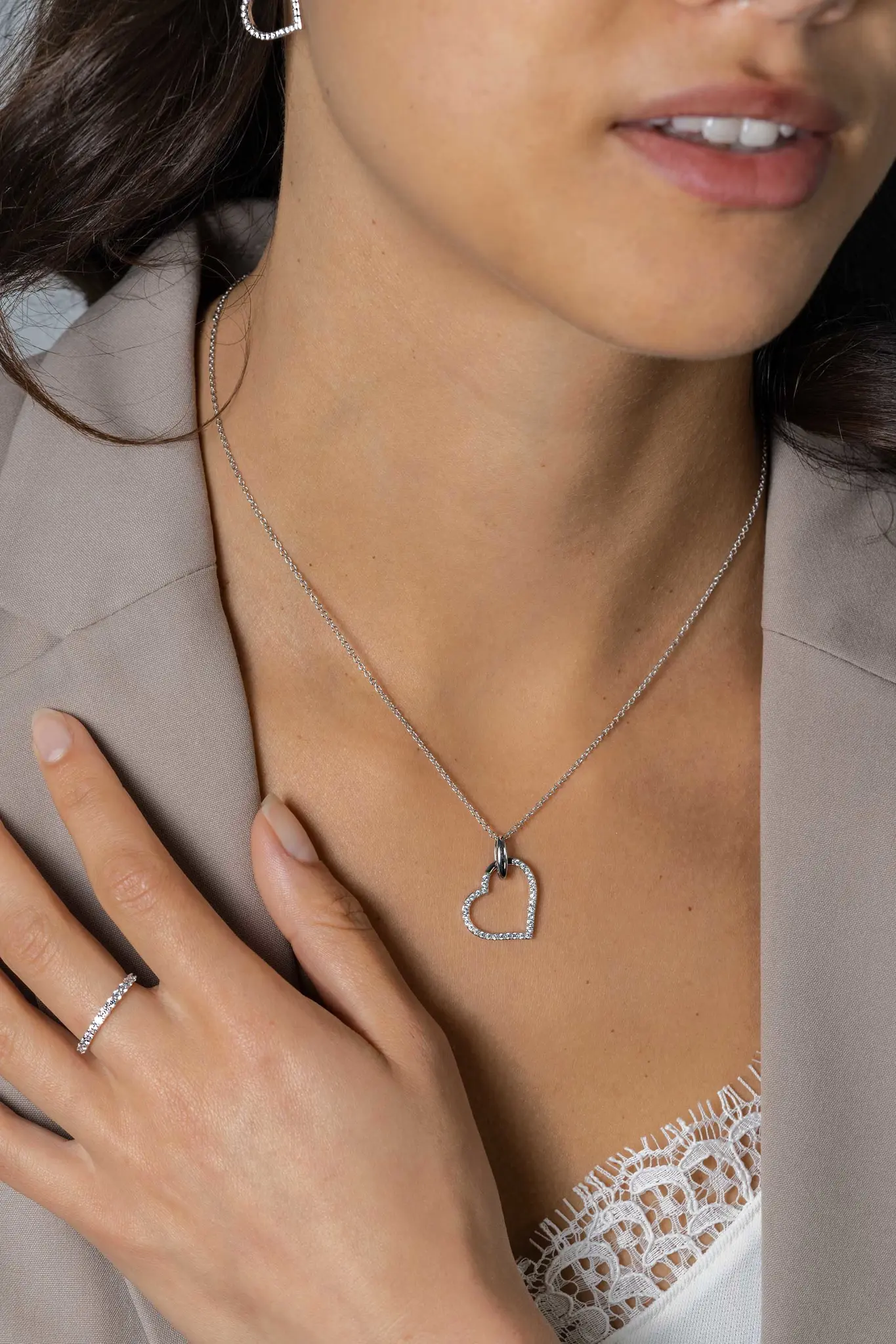 ZINZI zilveren hanger open hart met zirkonia's-2