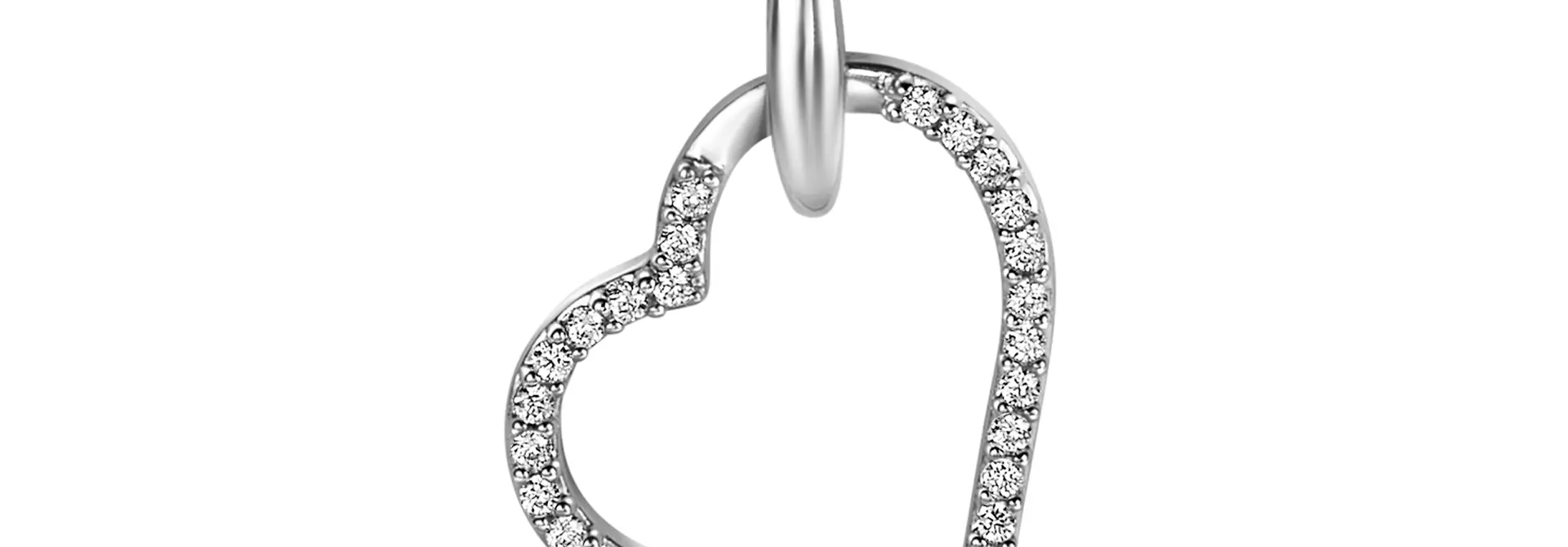 ZINZI zilveren hanger open hart met zirkonia's