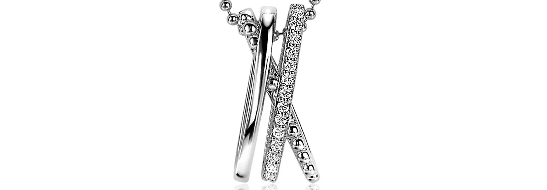 ZINZI zilveren hanger cross-over 1xzirc.1xbol 1glad