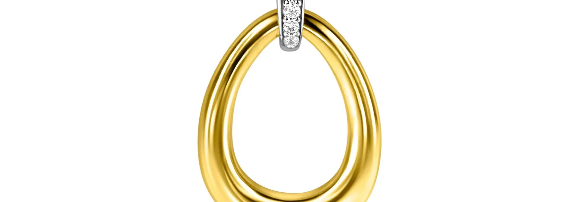 ZINZI zilveren hanger geel vergulde fantasie oog met zirkonia
