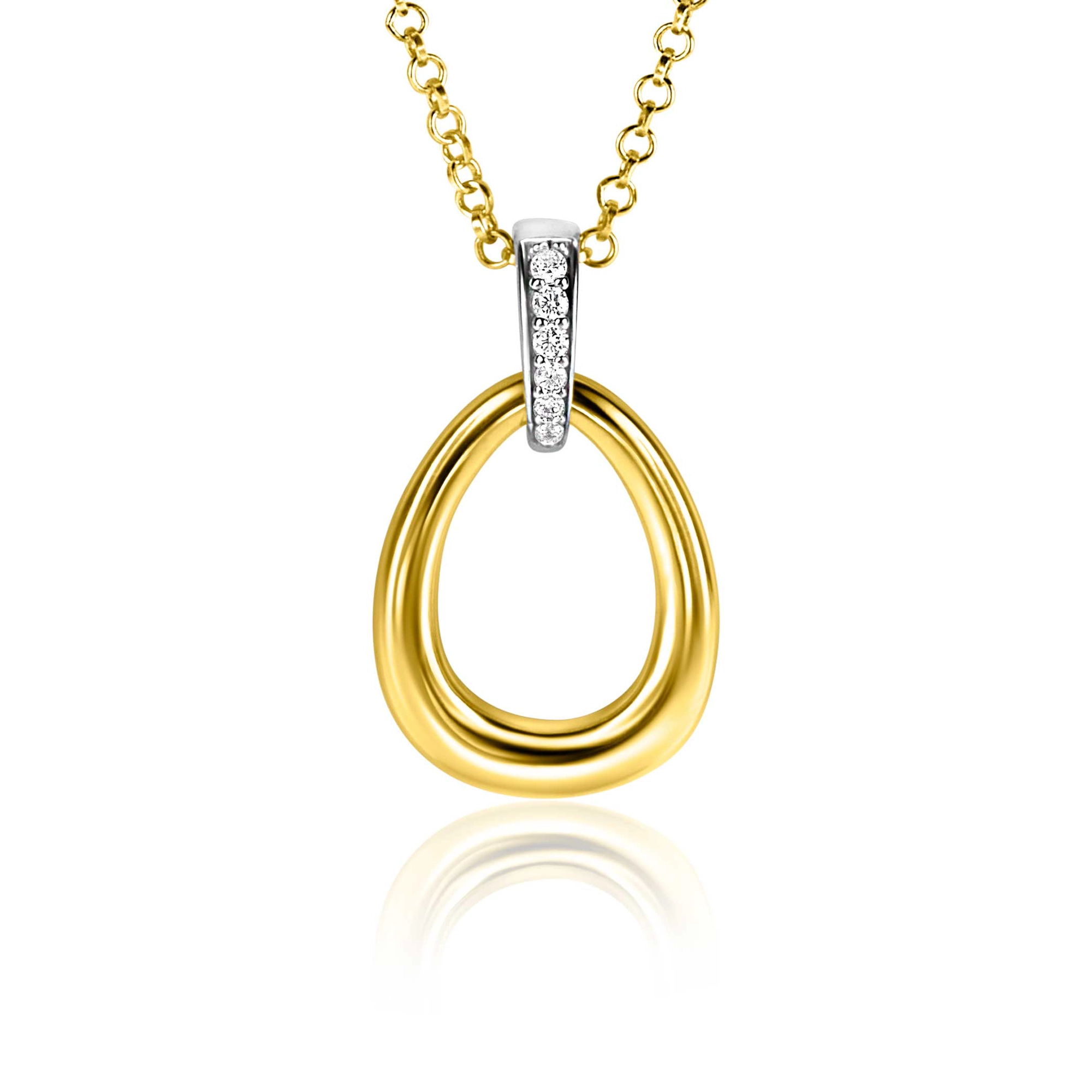 ZINZI zilveren hanger geel vergulde fantasie oog met zirkonia-1
