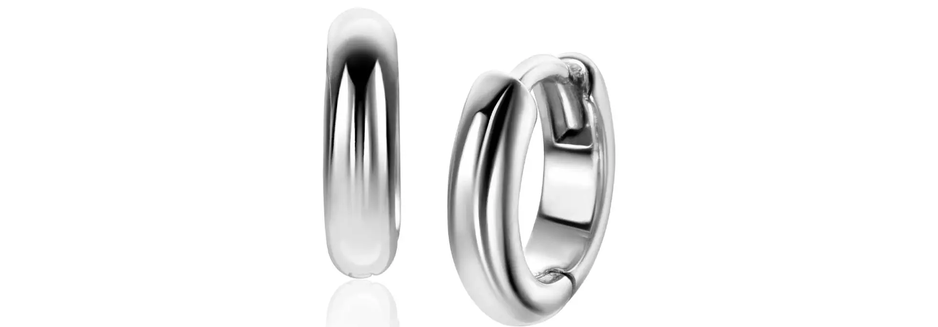 ZINZI zilveren klapcreolen half ronde buis 12.5x3mm