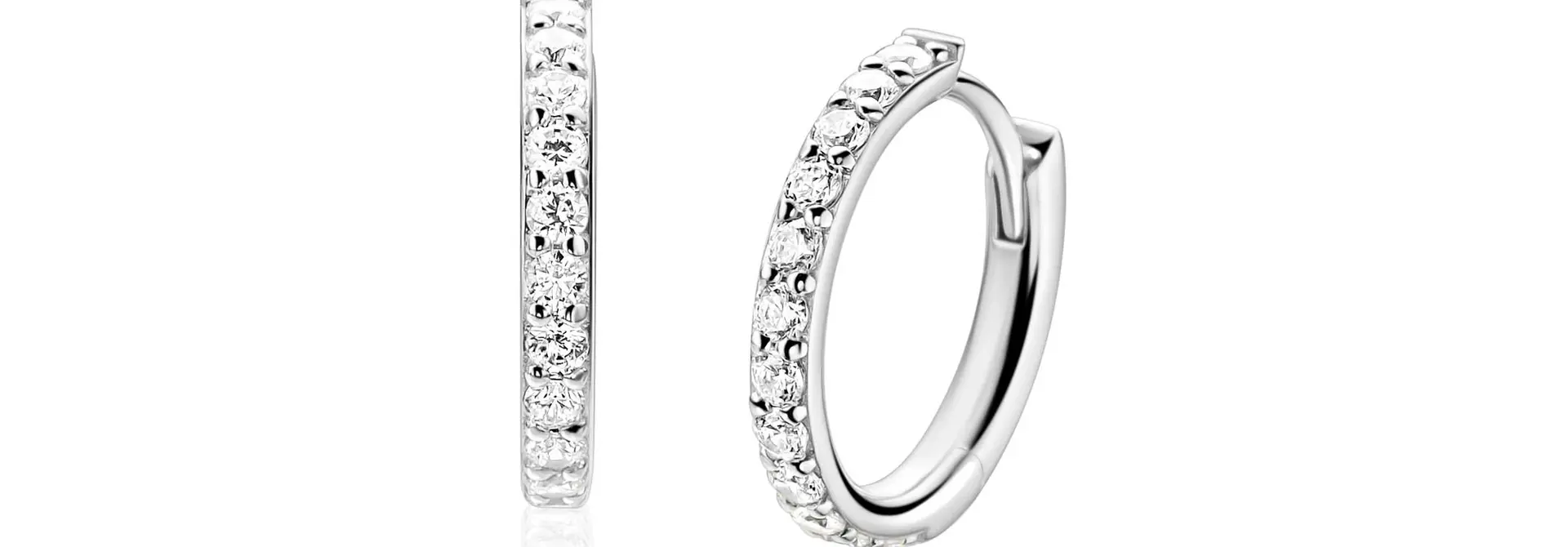 ZINZI zilveren oorringen met zirkonia's 16x2mm