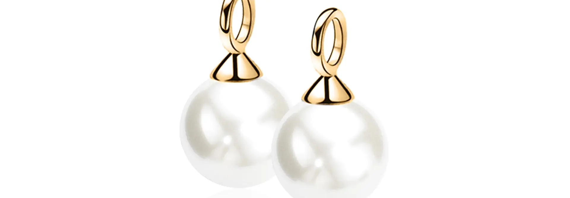 ZINZI zilveren creoolhangers geel witte parel rond 10mm