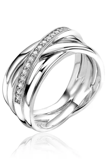 ZINZI zilveren ring cross-over