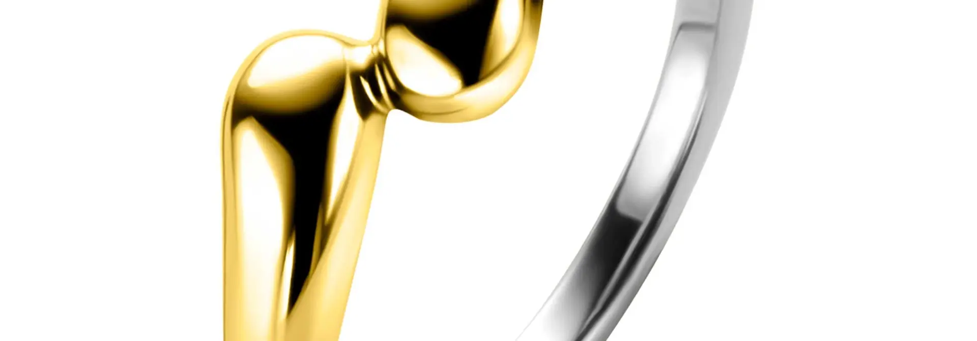 ZINZI zilveren ring geel vergulde slagmodel glad maat 56