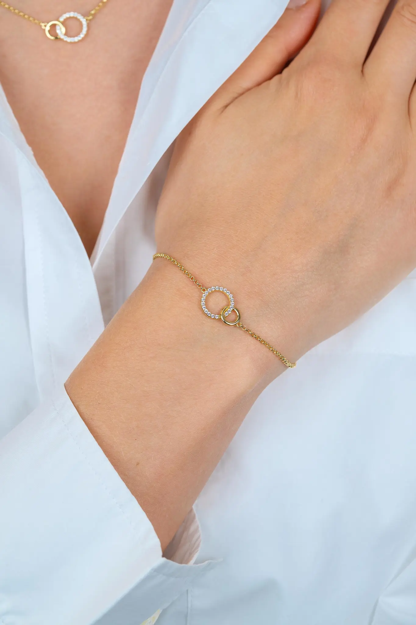 ZINZI zilverengg.verg.armband2ronde vormen in elkaar 1xzc-2