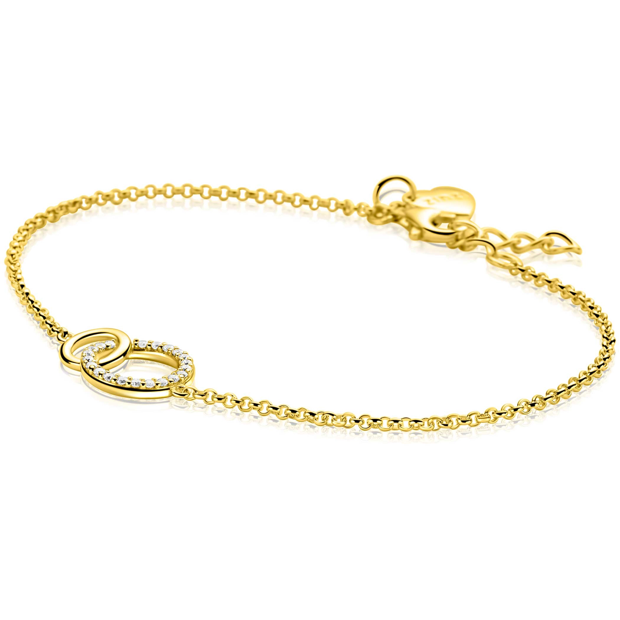 ZINZI zilverengg.verg.armband2ronde vormen in elkaar 1xzc-1