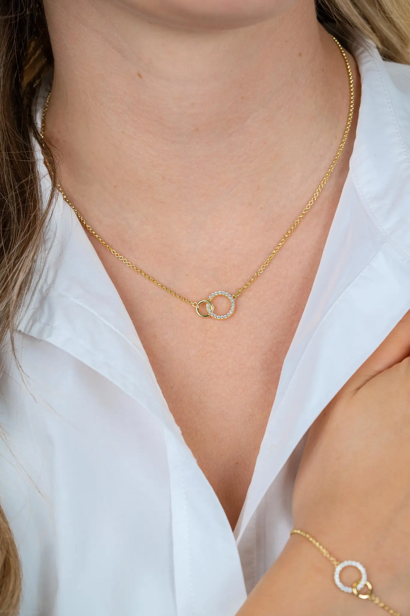 ZINZI zilverengg.verg.collier2 ronde vormen in elkaar 1xzirc-2