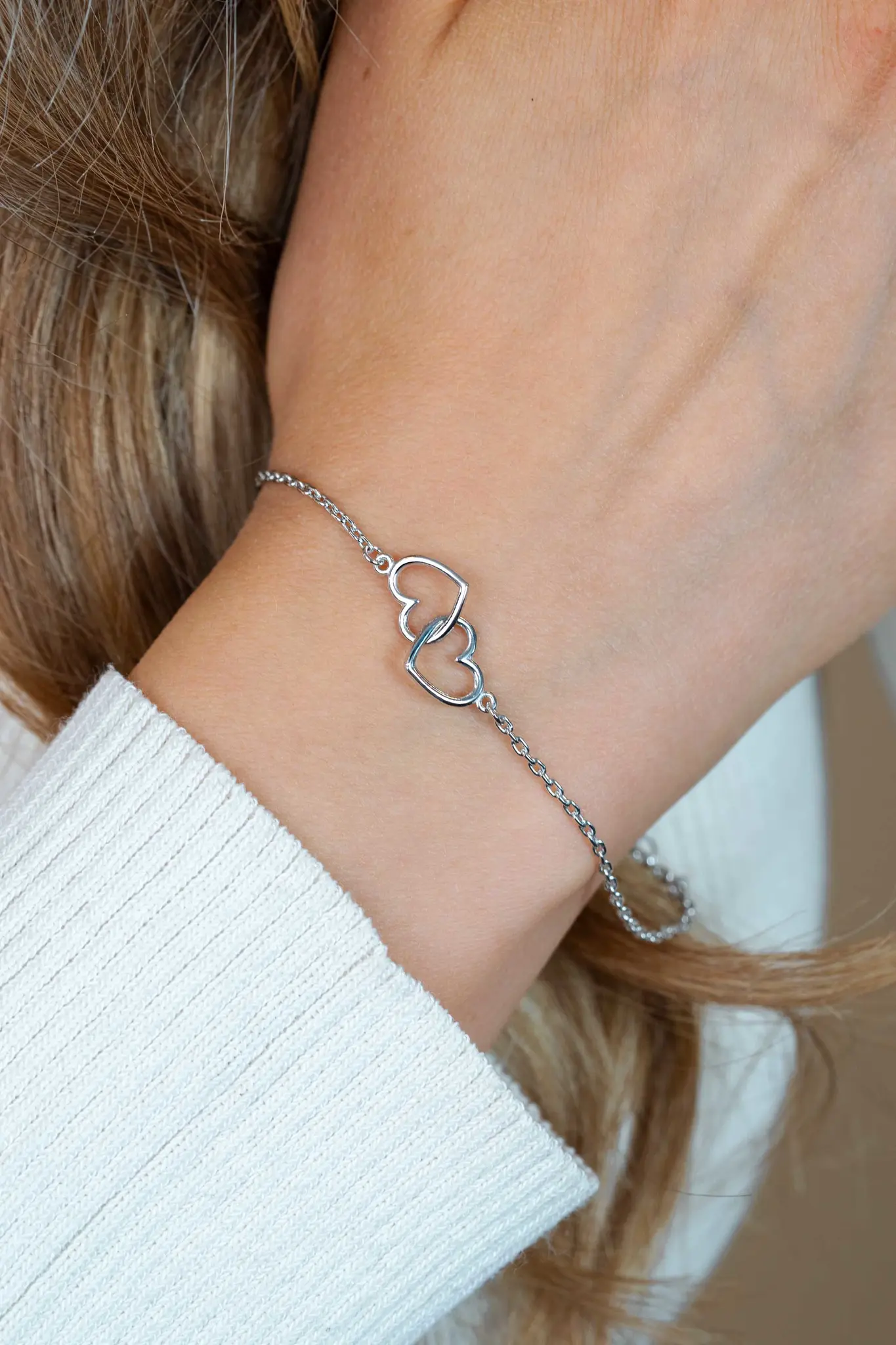 ZINZI zilveren armband twee hartjes in elkaar-2
