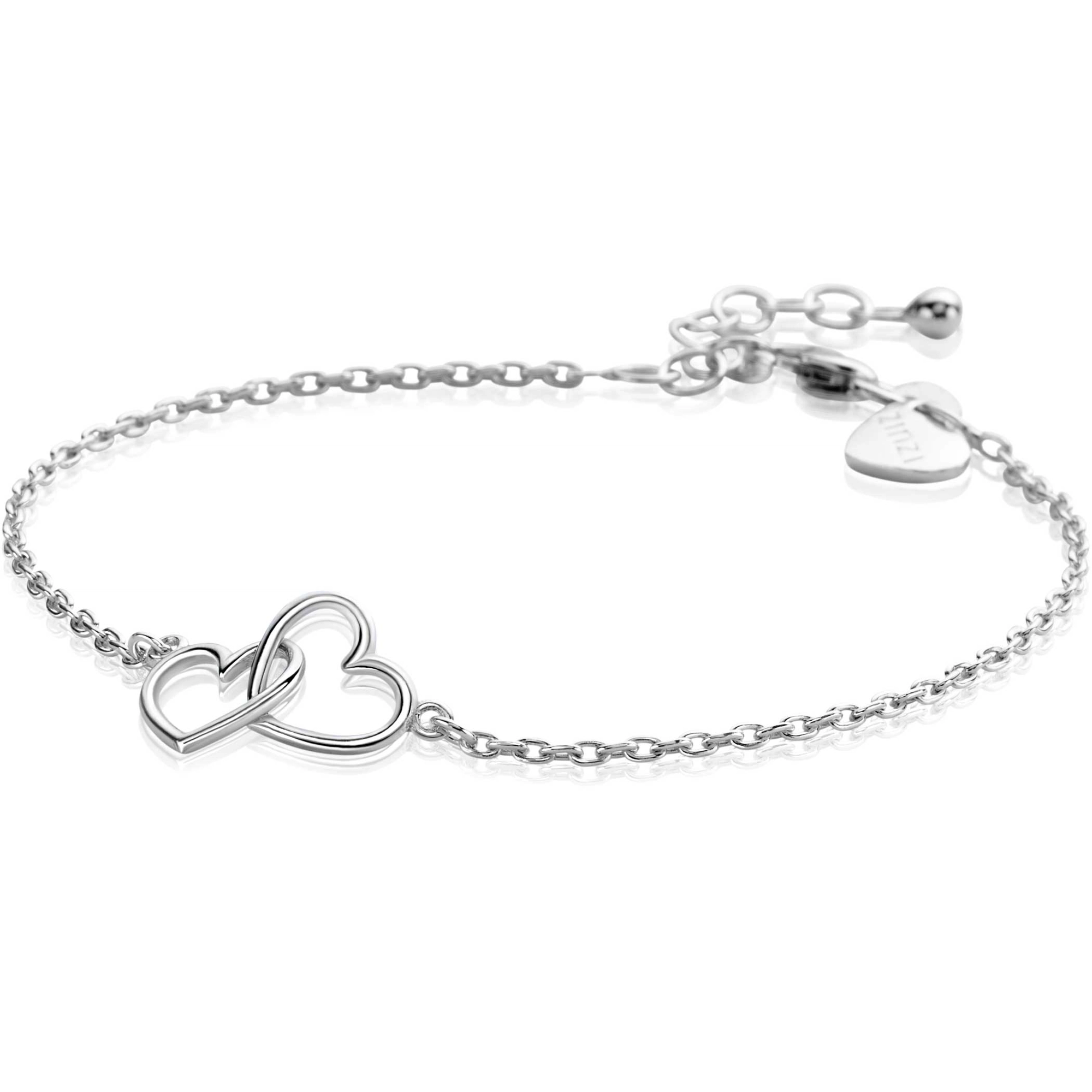 ZINZI zilveren armband twee hartjes in elkaar-1