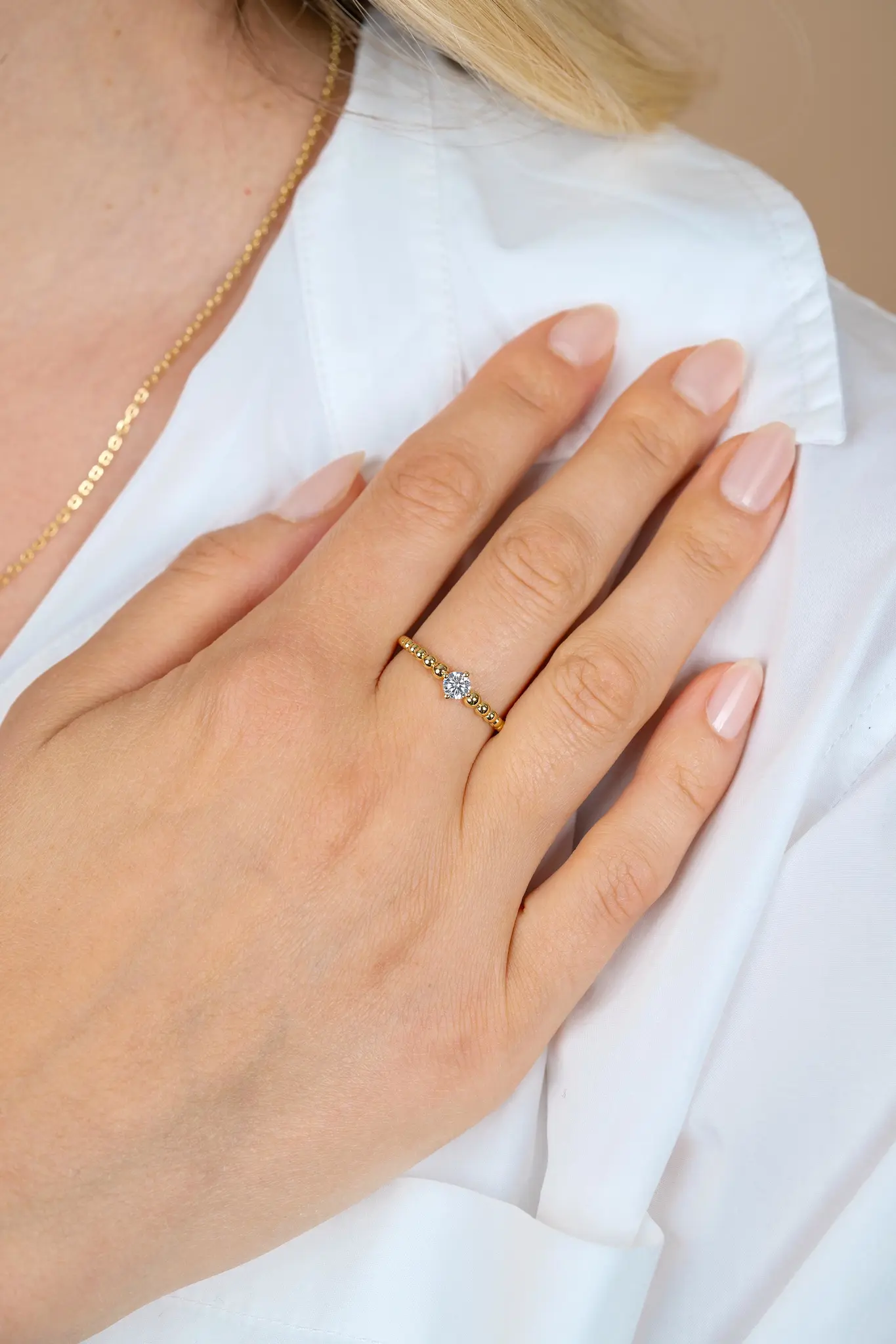 ZINZI zilveren ring geel verguldebolletjes en zirkonia maat 54-2