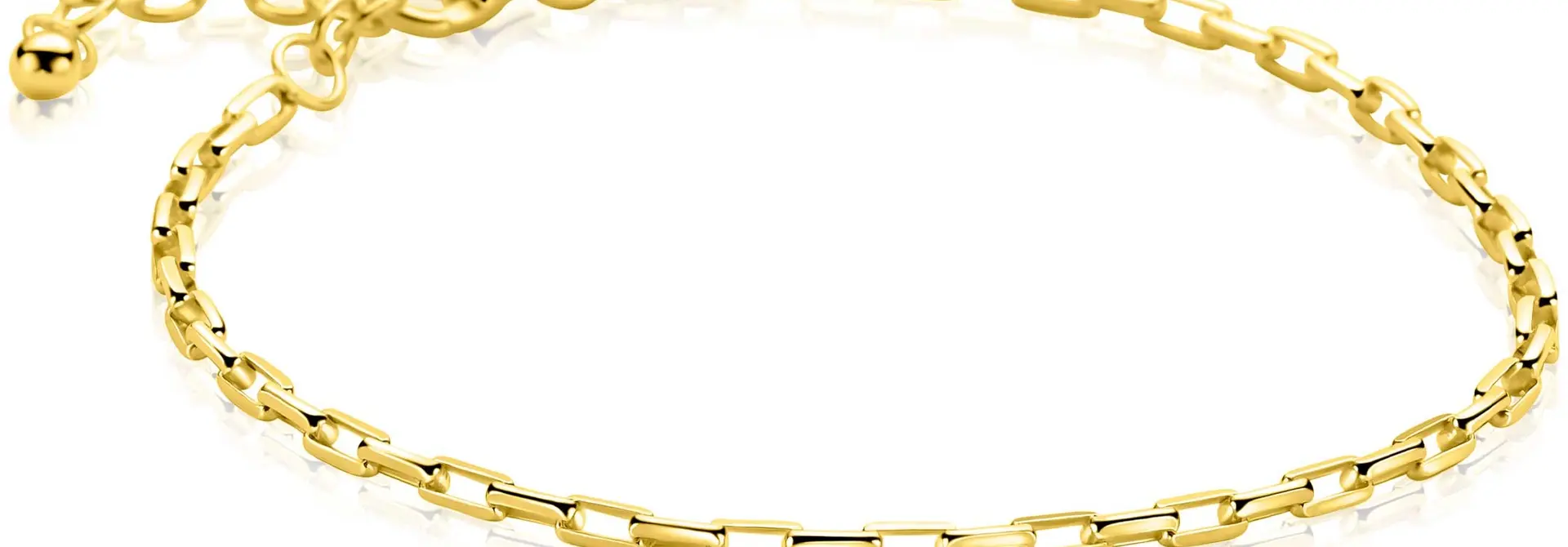 ZINZI zilveren armband geel verguldemassief geslepen anker