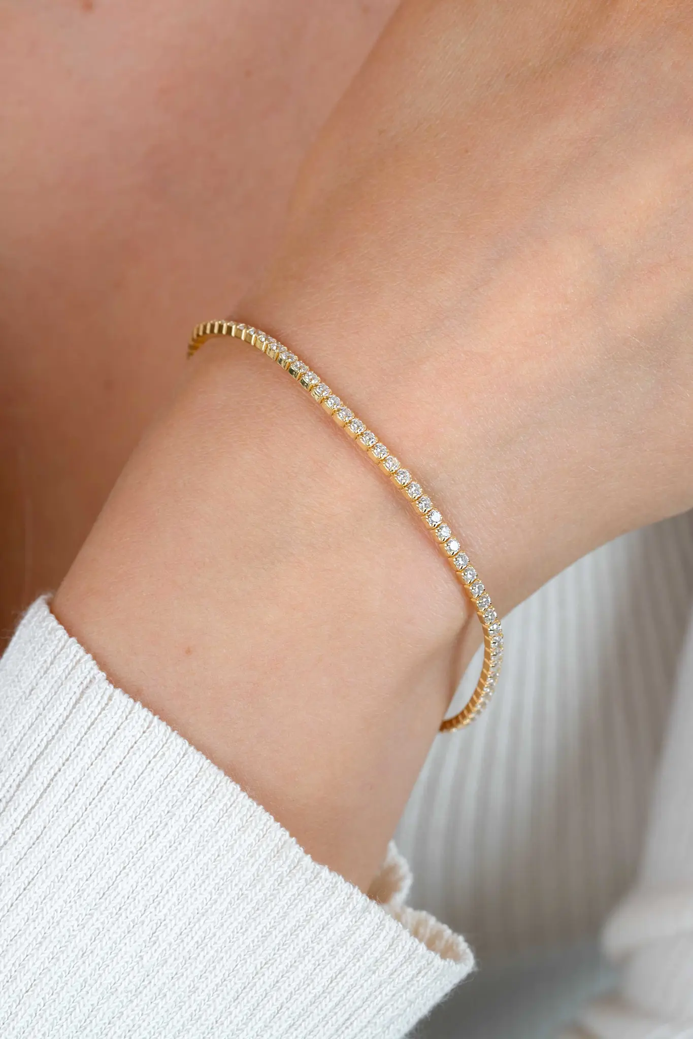 ZINZI zilveren tennisarmband geel vergulde zirkonia's 2.1mm-2