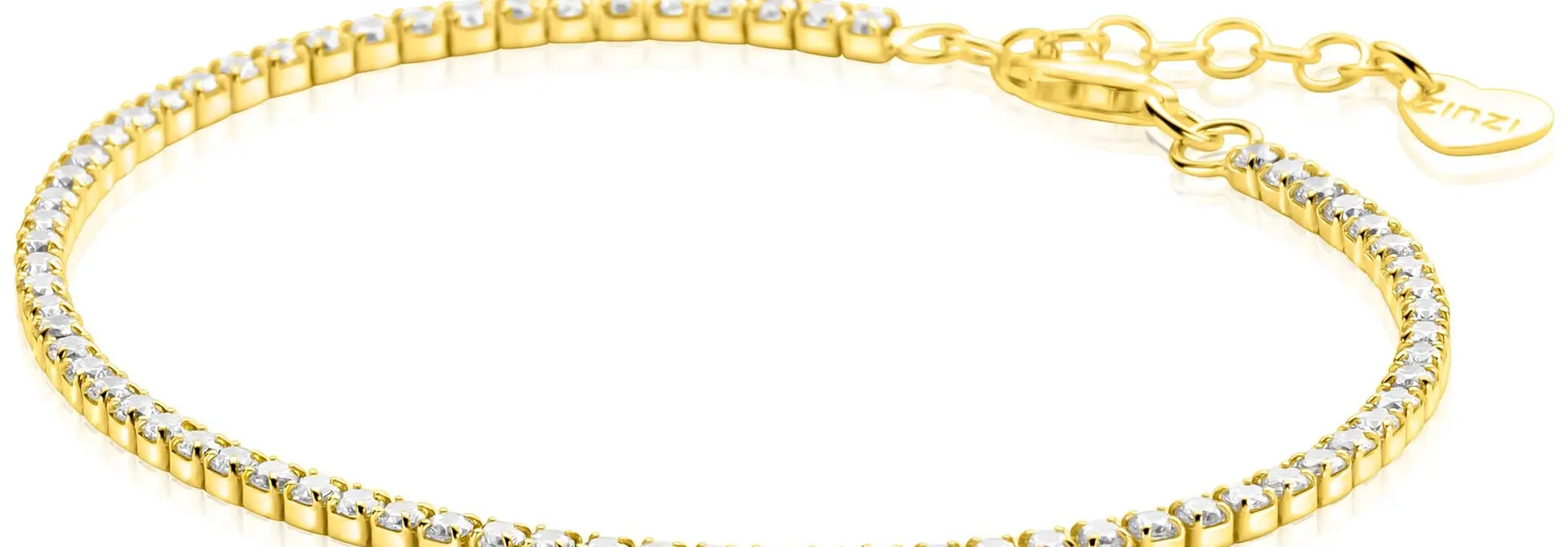 ZINZI zilveren tennisarmband geel vergulde zirkonia's 2.1mm