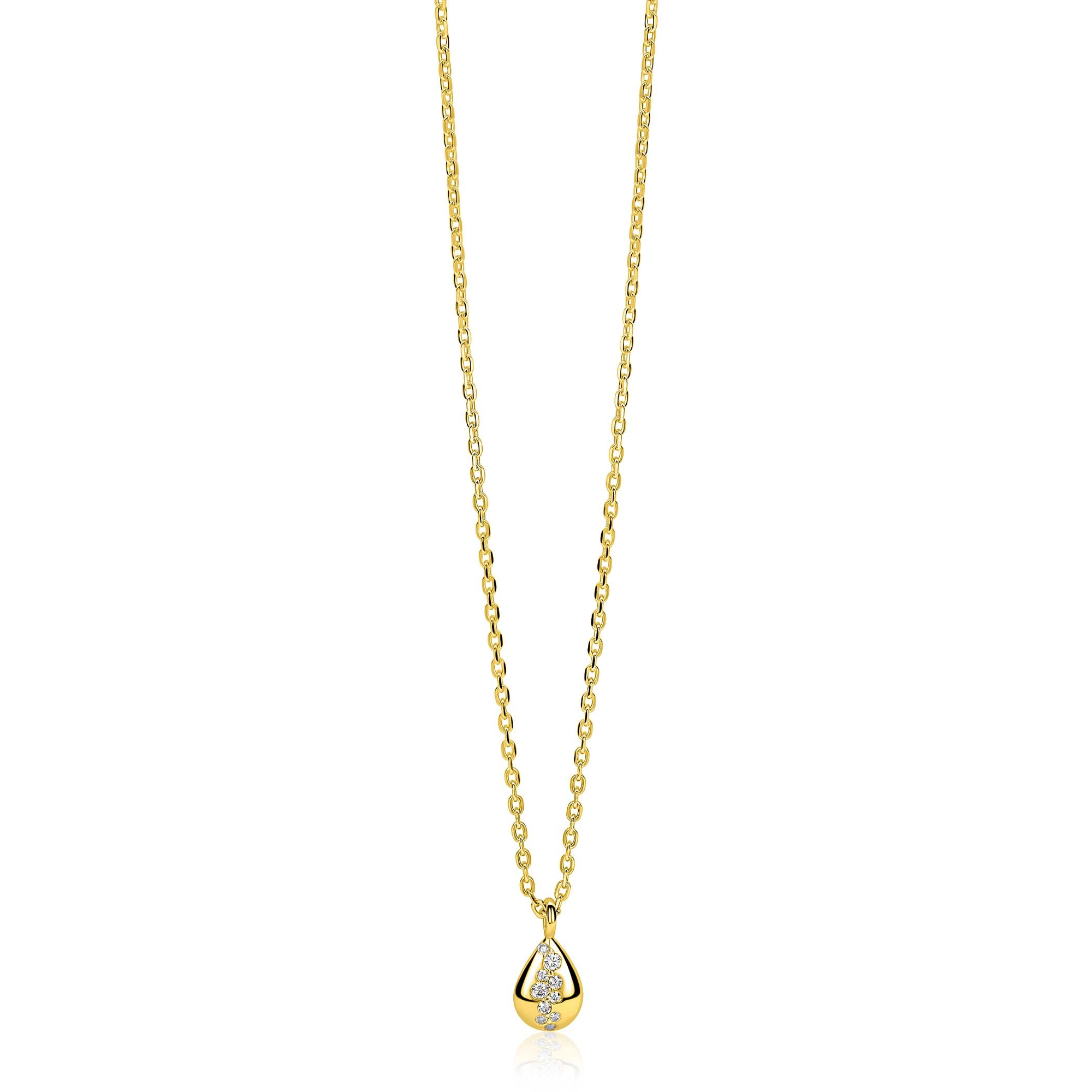 ZINZI zilveren collier geel verguldedruppel met pave zirkonia-1