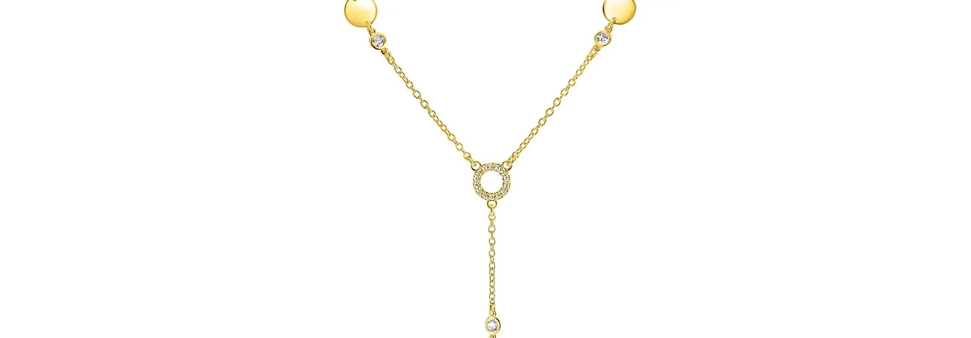 ZINZI zilveren Y-collier met ronde plaatjes en zirkonia