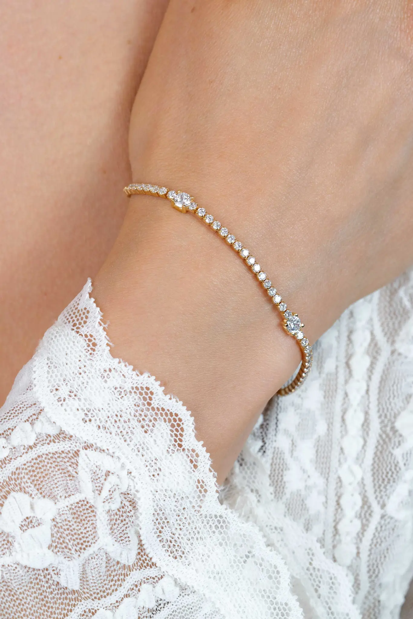 ZINZI zilveren tennisarmband geel verguldefantasie zirkonia's-1