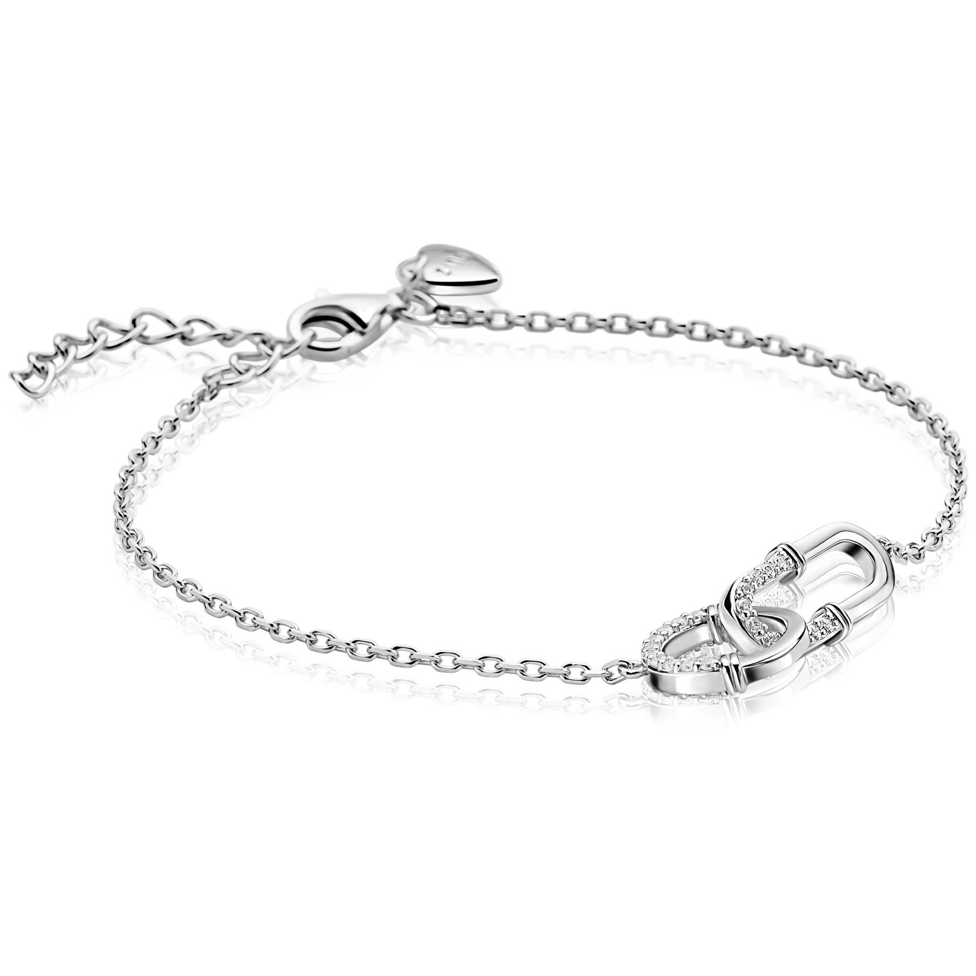 ZINZI zilveren armband verbonden rond zirkoniaen ovaal-1