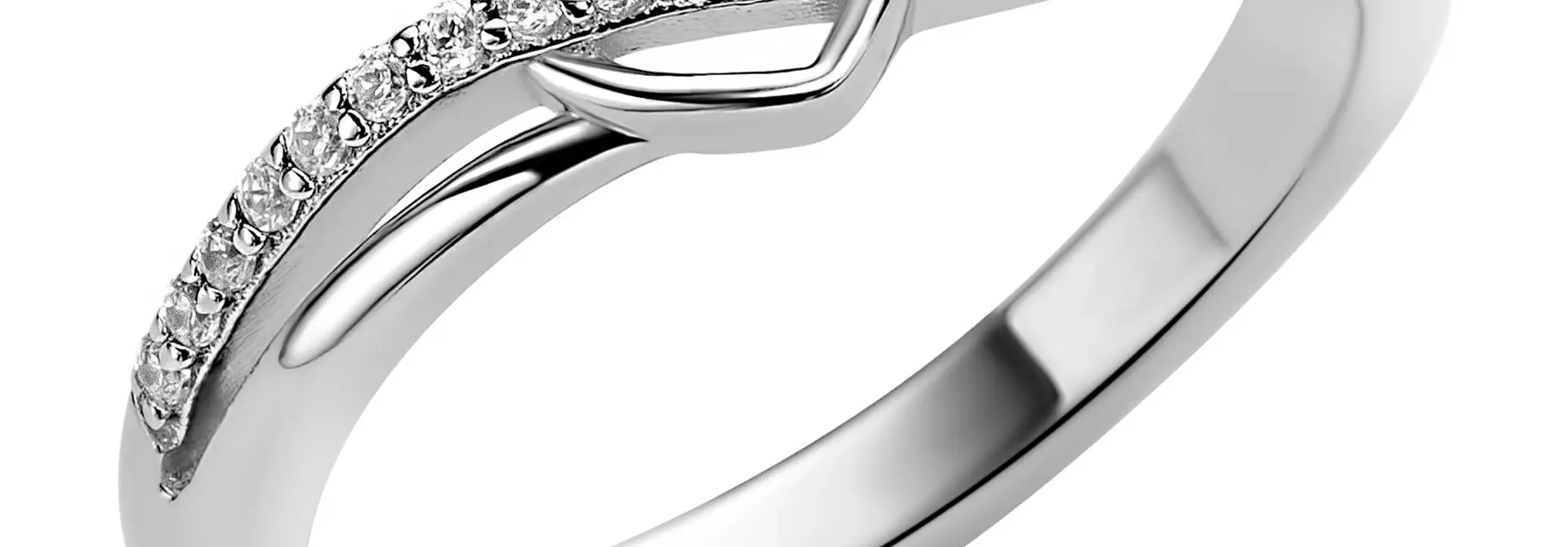 ZINZI zilveren ring golfvorm met hart en zirkonia's maat 56